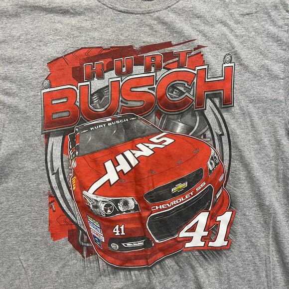 Vintage Y2k Kurt Busch Grey/Red Nascar Racing T-Shirt - Picture 2 of 4